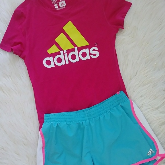 adidas top and shorts set womens